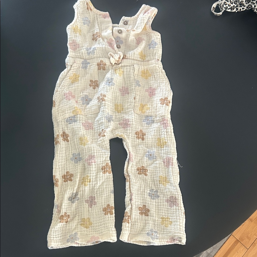 4 for $30 - Adorable Floral Kids Romper - Cream